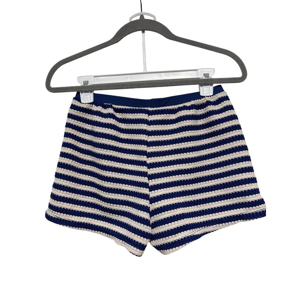 Striped Blue and White Knit Shorts Size M - Picture 5 of 7